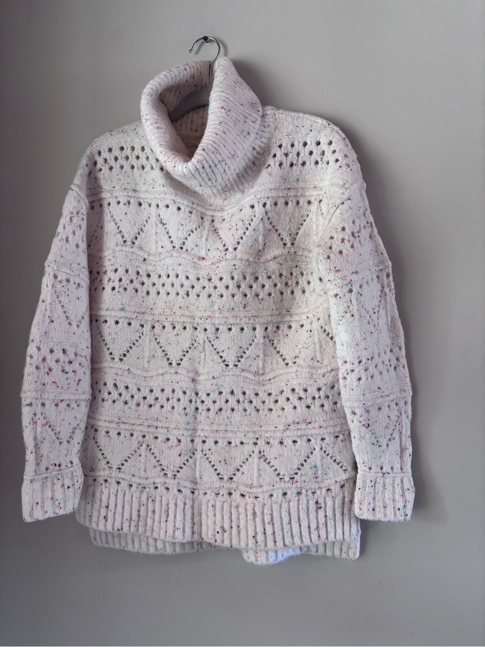 Sundance Ivory Speckled Cowl Neck Knit Sweater